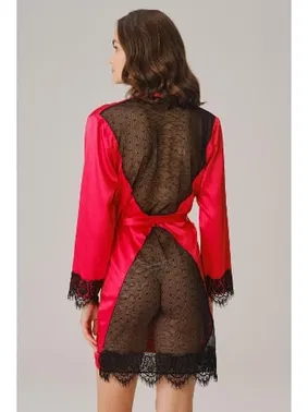 Anıl Saten Sırt Detaylı Dantelli Sabahlık ve String Takım Anıl 5738 - Alternatif Görünüm