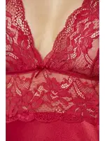 Saten Sırt Dekolteli Dantelli Midi Gecelik Pierre Cardin 905  Kırmızı görsel 23