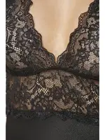 Saten Sırt Dekolteli Dantelli Midi Gecelik Pierre Cardin 905  Siyah görsel 13