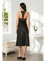 Saten Sırt Dekolteli Dantelli Midi Gecelik Pierre Cardin 905  görsel 14