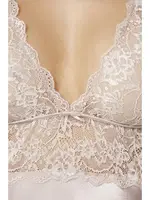 Saten Sırt Dekolteli Dantelli Midi Gecelik Pierre Cardin 905  Pudra görsel 7