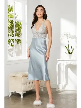 Pierre Cardin Saten Sırt Dekolteli Dantelli Midi Gecelik Pierre Cardin 905 