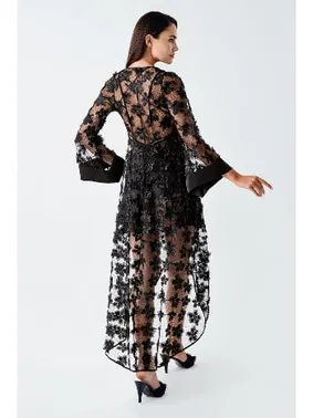 İmaj Saten Siyah 2'li Sabahlık Gecelik Takımı İmaj 2410 - Alternatif Görünüm