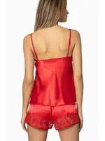 Saten Transparan Dantelli Askılı Şort Babydoll Takım Pierre Cardin 445  Kırmızı görsel 12