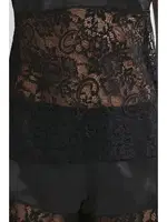 Saten Transparan Dantelli Askılı Şort Babydoll Takım Pierre Cardin 445  Siyah görsel 8