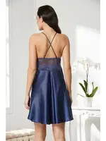 Saten Transparan Dantelli Çapraz Askılı Gecelik Pierre Cardin 850 Lacivert görsel 16