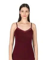 Saten Yaka İnce Askılı Viskon Esnek Yumuşak Kadın Atlet Özkan 25217  Bordo görsel 5