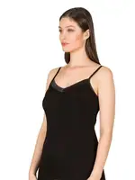 Saten Yaka İnce Askılı Viskon Esnek Yumuşak Kadın Atlet Özkan 25217  Siyah farklı açı