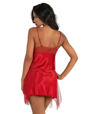 Ahu Lingerie Saten Yanları Tül Kırmızı Kısa Gecelik Ahu Primoda 8243 - Alternatif Görünüm