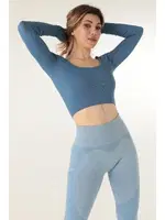 Seamless Straplez Uzun Kollu Fitilli Büstiyer DoReMi  002-000132 Mavi