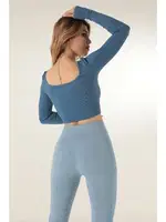 Seamless Straplez Uzun Kollu Fitilli Büstiyer DoReMi  002-000132 Mavi detay görünüm