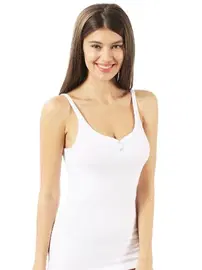 Özkan Sedef Düğmeli İnce Askılı Pamuklu Modal Kadın Atlet Özkan 22164 