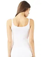 Sedef Düğmeli İnce Askılı Pamuklu Modal Kadın Atlet Özkan 22164  Beyaz detay görünüm