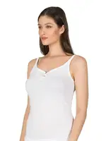 Sedef Düğmeli İnce Askılı Pamuklu Modal Kadın Atlet Özkan 22164  Beyaz görsel 4