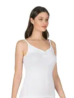 Sedef Düğmeli İnce Askılı Pamuklu Modal Kadın Atlet Özkan 22164  Beyaz görsel 5