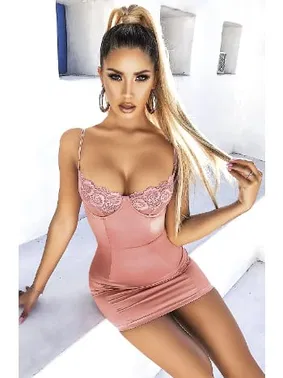 Pink Night Seksi Somon Kadın Mini Elbise Pink Night 4413