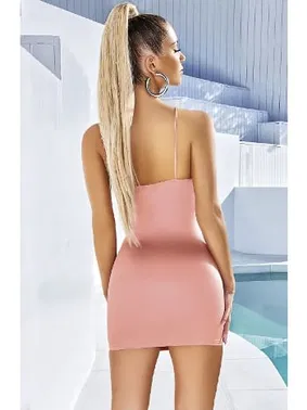 Pink Night Seksi Somon Kadın Mini Elbise Pink Night 4413 - Alternatif Görünüm