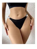 Şeritli Love Taşlı Detay Siyah Külot detay görünüm