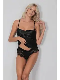 SHE İnce Askılı Şortlu Kadın Erotik Şort Takım Siyah SHE 2028