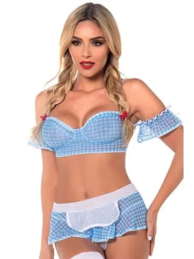 SHE Ekoseli Büstiyerli Erotik Kadın Kostüm SHE 2035