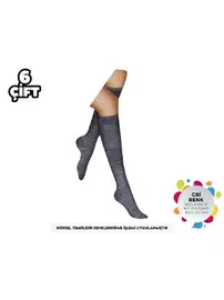 Şirin Yün Akrilik Kadın Gri Diz Altı Çorap 6'lı Şirin 5110 - 12 ADET