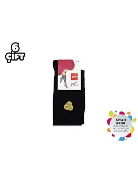 Şirin Siyah Yün Akrilik Kadın Diz Altı Çorap 6Lı Şirin 5110 - 12 ADET - Alternatif Görünüm