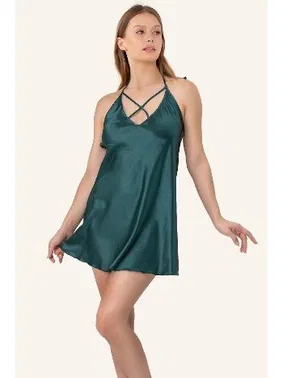 DOREMI Sırt Askılı Dekolteli Mini Saten Gecelik DoReMi 002-001279