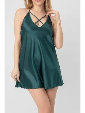 DOREMI Sırt Askılı Dekolteli Mini Saten Gecelik DoReMi 002-001279 - Alternatif Görünüm