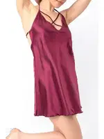 Sırt Askılı Dekolteli Mini Saten Gecelik DoReMi 002-001279 Bordo görsel 7