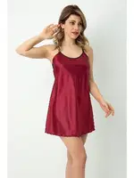 Sırt Dantel Detaylı Mini Saten Gecelik DoReMi 002-001276 Soft Kestane detay görünüm