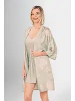 Sırt Dekolteli 2Li Kısa Sabahlık Gecelik Takımı Ahu Loriva 1951 Yeşil