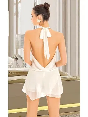 Pink Night Sırt Dekolteli Beyaz Seksi Mini Elbise Pink Night 3412 - Alternatif Görünüm