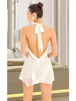 Sırt Dekolteli Beyaz Seksi Mini Elbise Pink Night 3412 Beyaz detay görünüm