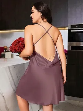 Pink Night Sırt Dekolteli Büyük Beden Fantezi Erotik Gecelik Pink Night 6675 - Alternatif Görünüm