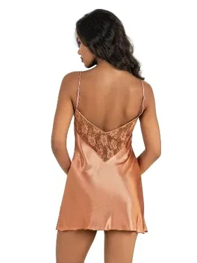 Ahu Lingerie Sırt Dekolteli Kısa Saten Gecelik Ahu Primoda 8209 - Alternatif Görünüm