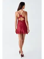 Sırt Dekolteli Mini Saten Dantelli Transparan Fantazi Gecelik İmaj 4210 Bordo görsel 4