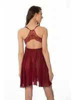 Sırt Dekolteli Şifon Dantelli Kısa Gecelik Pierre Cardin 880  Bordo görsel 7