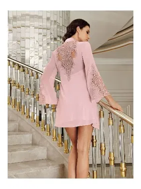 İmaj Sırt İşlemeli 2li Saten Mini Gecelik Takımı İmaj 4209