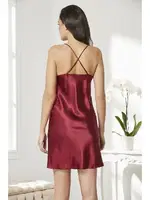 Sırtı Çapraz Askılı Saten Dantelli Kısa Gecelik Pierre Cardin 860 Bordo görsel 17