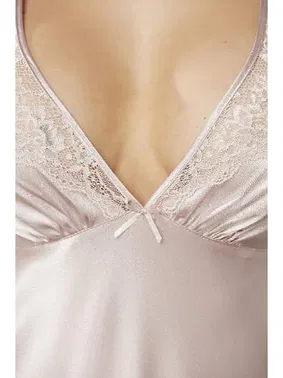 Pierre Cardin Sırtı Çapraz Askılı Saten Dantelli Kısa Gecelik Pierre Cardin 860 - Alternatif Görünüm