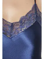 Sırtı Çapraz ipli Saten Dantelli Kısa Gecelik Pierre Cardin 870  Lacivert görsel 30