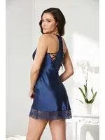 Sırtı Çapraz ipli Saten Dantelli Kısa Gecelik Pierre Cardin 870  Lacivert görsel 31