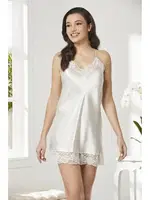 Sırtı Çapraz ipli Saten Dantelli Kısa Gecelik Pierre Cardin 870  Ekru görsel 27