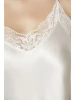 Sırtı Çapraz ipli Saten Dantelli Kısa Gecelik Pierre Cardin 870  Ekru görsel 26