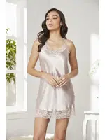 Sırtı Çapraz ipli Saten Dantelli Kısa Gecelik Pierre Cardin 870  Pudra görsel 8