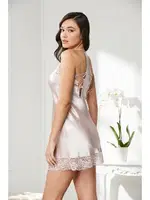 Sırtı Çapraz ipli Saten Dantelli Kısa Gecelik Pierre Cardin 870  Pudra görsel 6