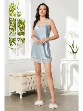 Pierre Cardin Sırtı Çapraz ipli Saten Dantelli Kısa Gecelik Pierre Cardin 870 