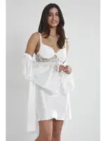 Sırtı Kalp Dantelli Saten Gecelik Sabahlık Takımı Pierre Cardin 4090  Ekru görsel 31