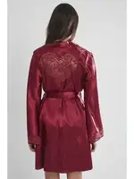 Sırtı Kalp Dantelli Saten Gecelik Sabahlık Takımı Pierre Cardin 4090  Bordo görsel 18