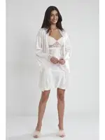 Sırtı Kalp Dantelli Saten Gecelik Sabahlık Takımı Pierre Cardin 4090  görsel 23